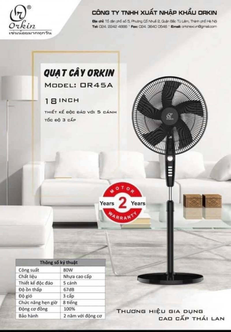 Quạt cây Orkin OR45A công suất 80W, sải cánh 18" hàng Thái Lan