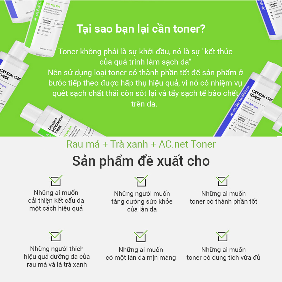 Nước hoa hồng làm dịu da Glow Monster Calming &amp; Revitalizing Toner