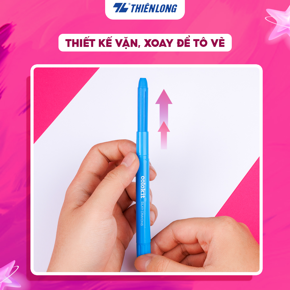 Bút sáp lụa vặn - Silky Crayons Thiên Long Colokit - Mềm khô nhanh không lem