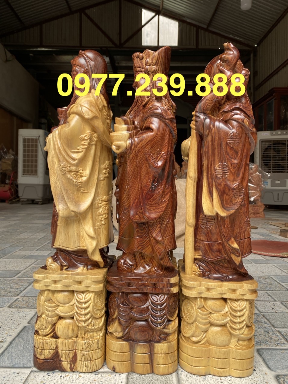 tượng tam đa gỗ cẩm 30cm