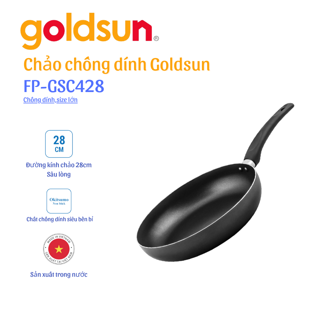 Chảo Chống Dính Goldsun FP-GSC428 (28cm) - Chính Hãng