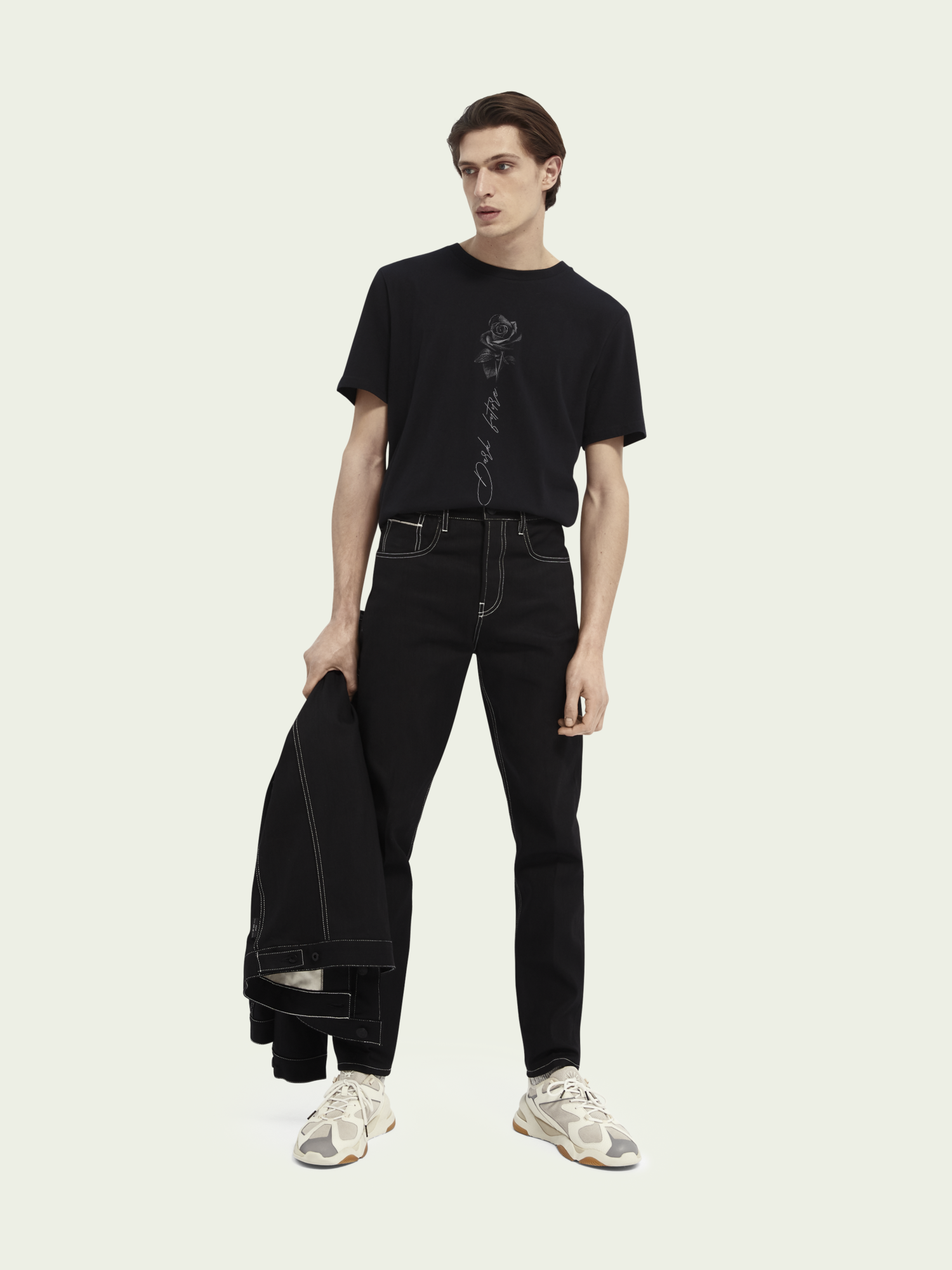 Áo thun tay lỡ dáng rộng Unisex chất Cotton BLACK ROSE