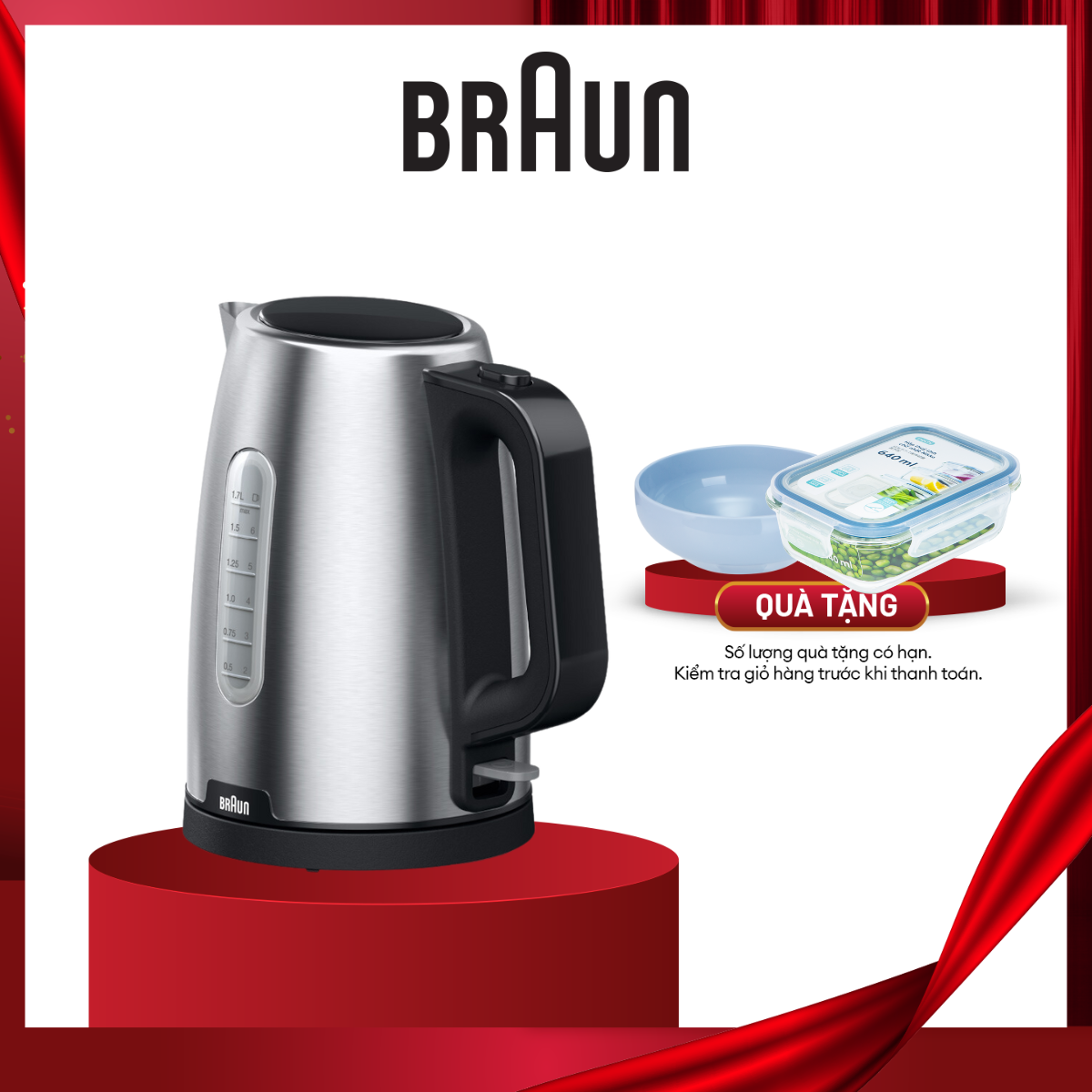 Ấm siêu tốc Braun WK1500BK-Hàng chính hãng