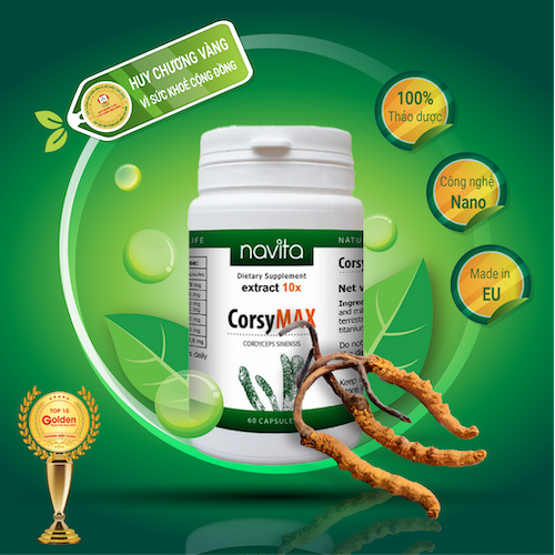 Thực phẩm bảo vệ sức khỏe NAVITA - CorsyMAX 10X - Đông trùng Hạ thảo Liều cao