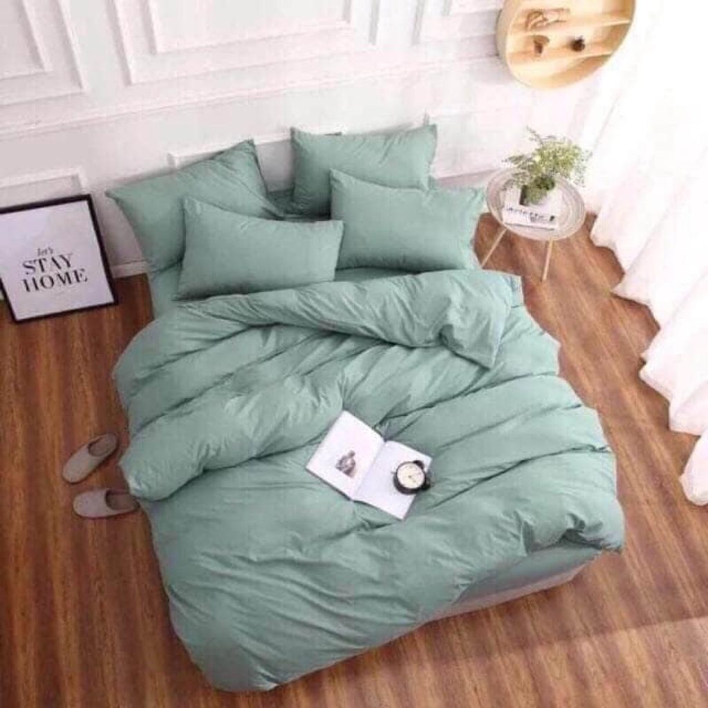 Bộ chăn ga gối cotton poly màu trơn - chăn mền, drap giường, vỏ gối - ga giường đủ size