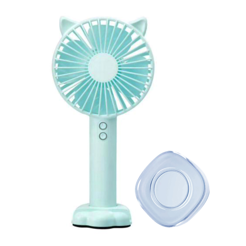 [Tặng Gel Pad] Quạt mini cầm tay tiện dụng handy fan 3 tốc độ gió tai mèo cao cấp có đèn, giá đỡ điện thoại, giao màu ngẫu nhiên