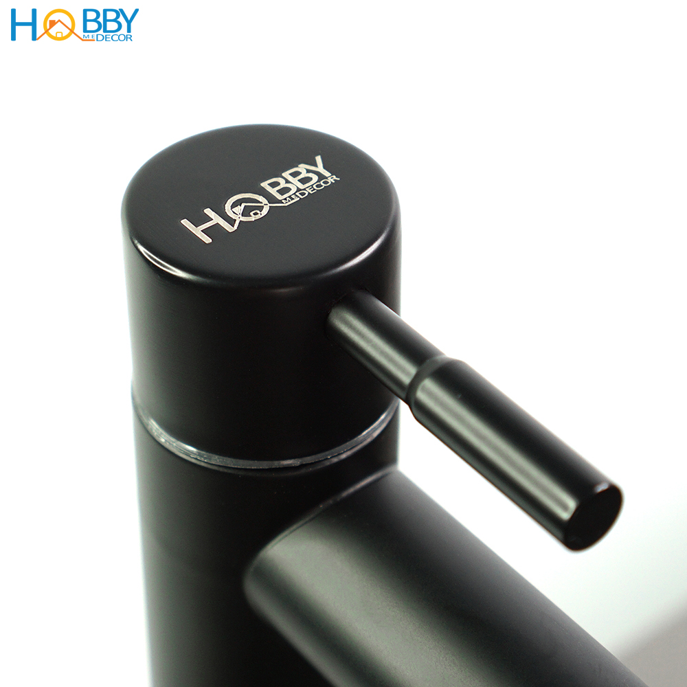 Vòi xả chậu lavabo Inox 304 sơn đen Hobby Home Decor LBL3D kèm dây cấp lạnh 60cm - vòi lạnh và không rỉ sét