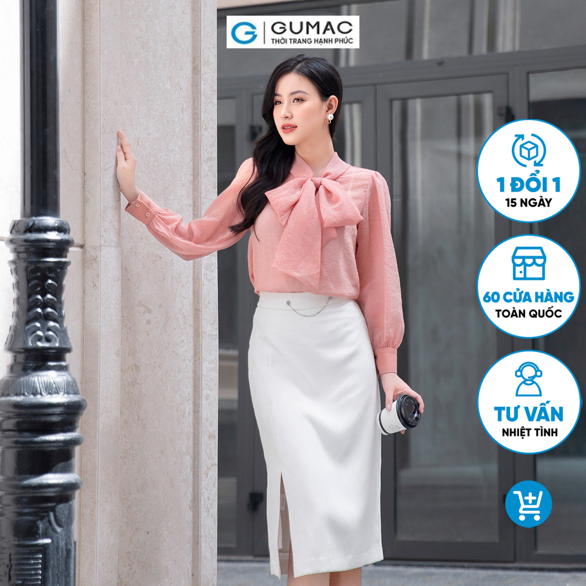 Chân váy phom suông, đường rã dọc hông váy tạo kiểu xẻ trước VD09029