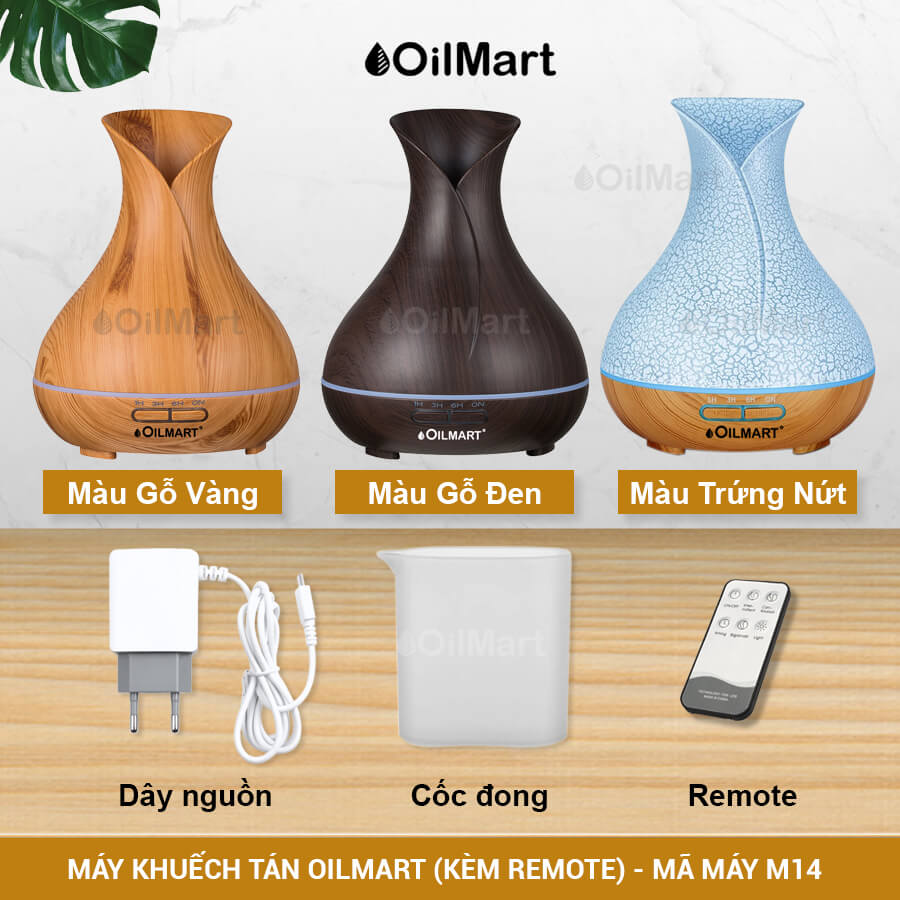 Máy Khuếch Tán Tinh Dầu Oilmart Bình Loa - 12W 400ml (Kèm Điều Khiển)