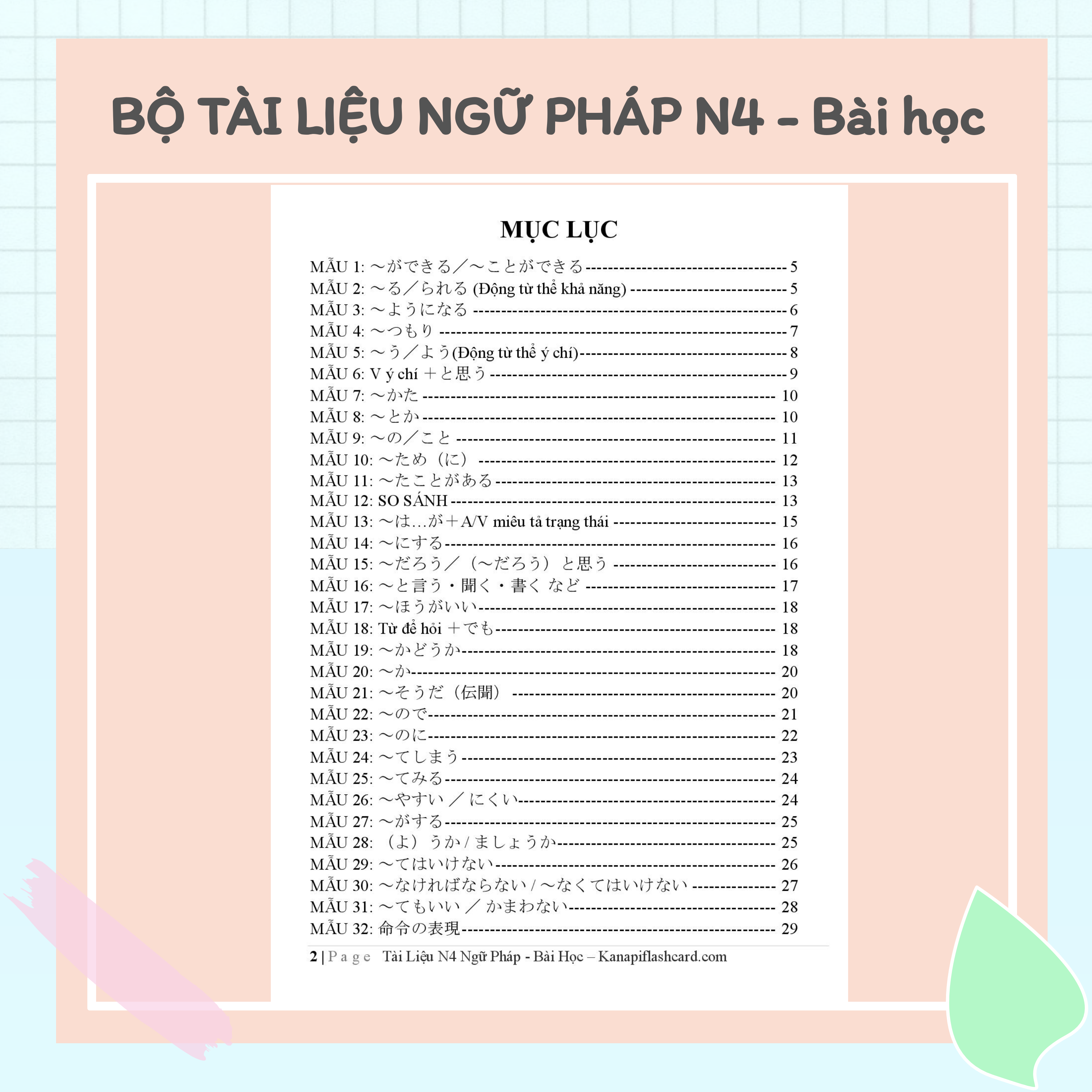 Bộ Tài Liệu N4 Ngữ Pháp - Kanapi Flashcard