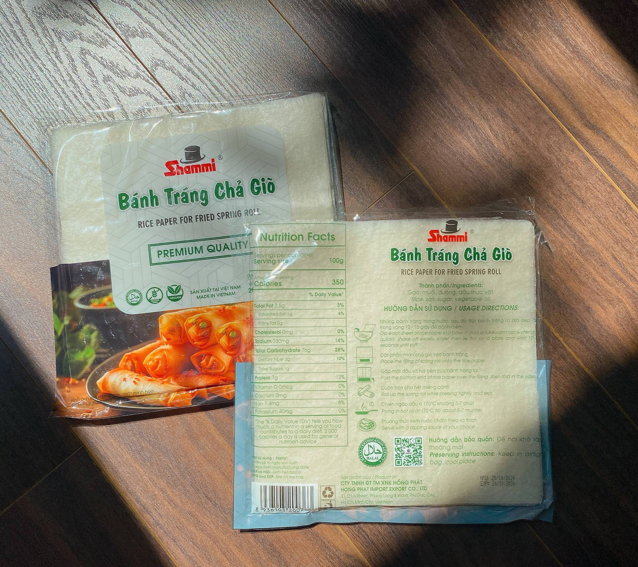 Bánh tráng chả giò Shammi gói 200g, bánh tráng cuốn chả giò size 22cm, bánh đa nem xuất khẩu