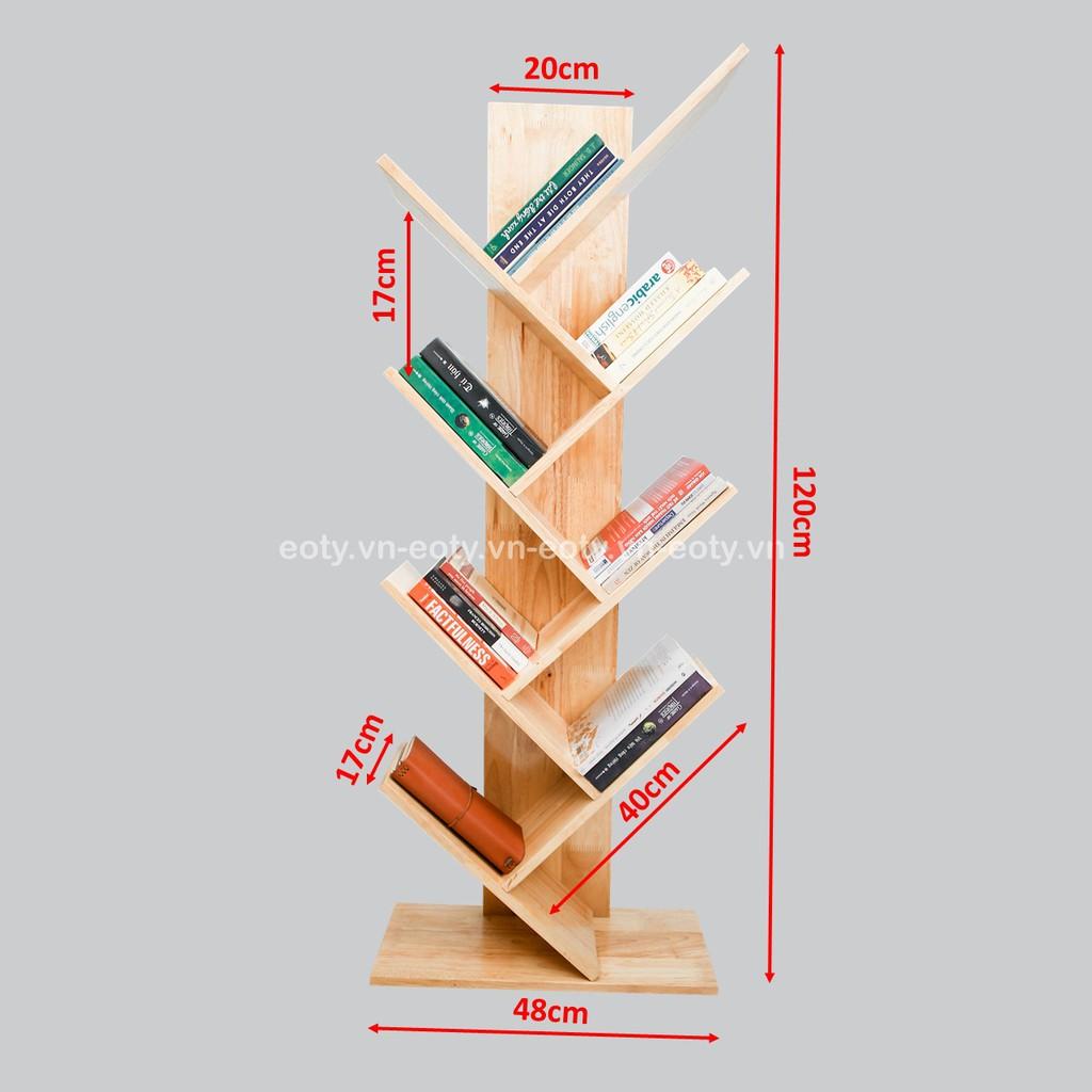 Kệ sách gỗ hình xương cá 8 tầng gỗ cao su cao cấp