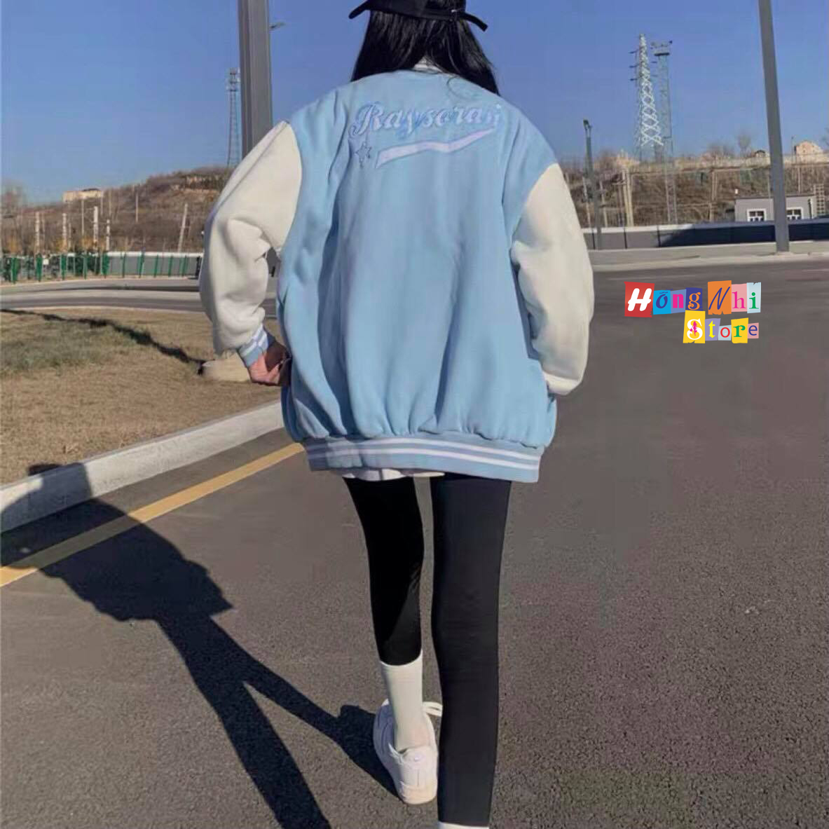 Khoác Bomber R Viền Cổ Unisex Dáng Rộng - MM