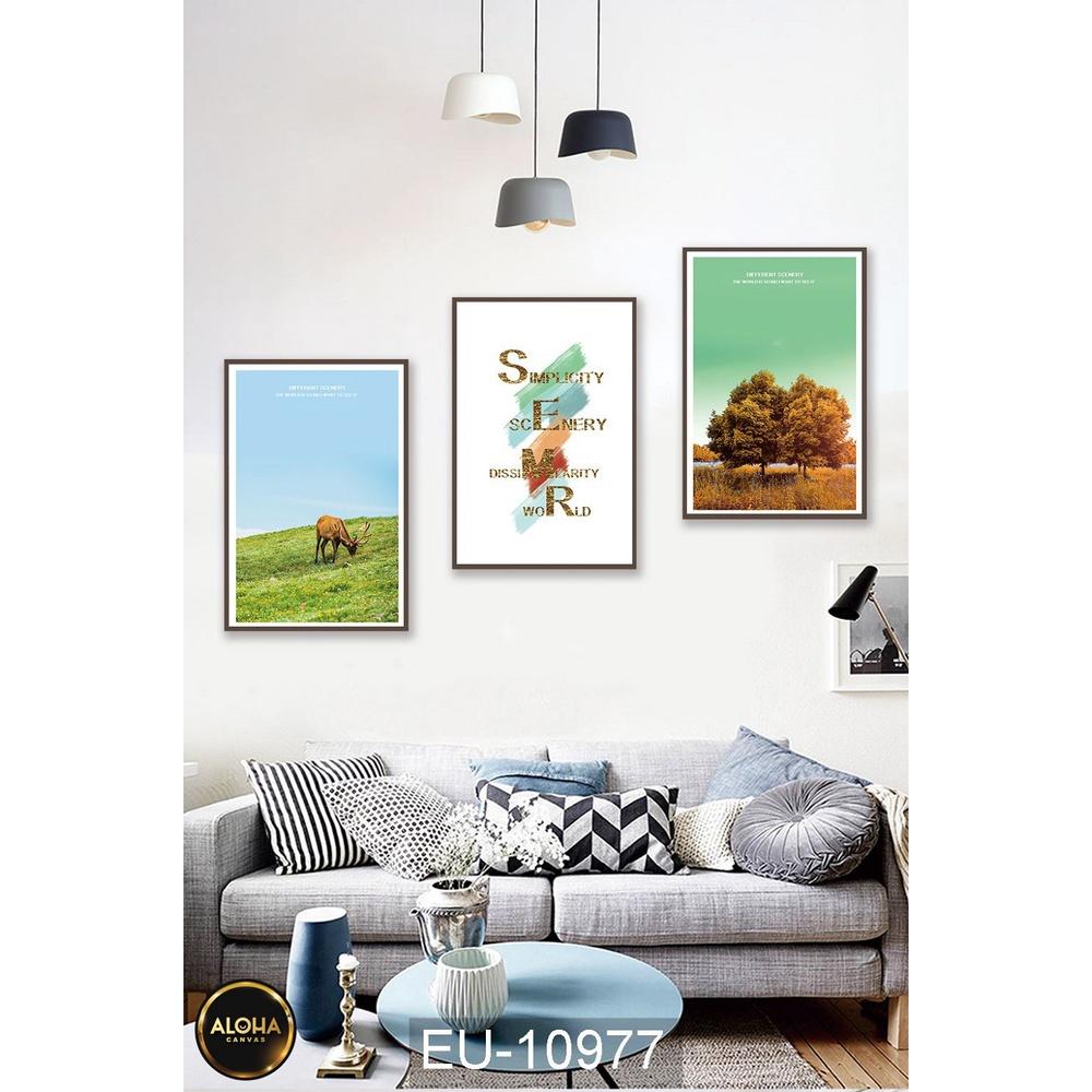 Set 3 tranh treo tường nghệ thuật kèm khung tranh trang trí - Tranh nghệ thuật decor phòng khách, phòng ngủ