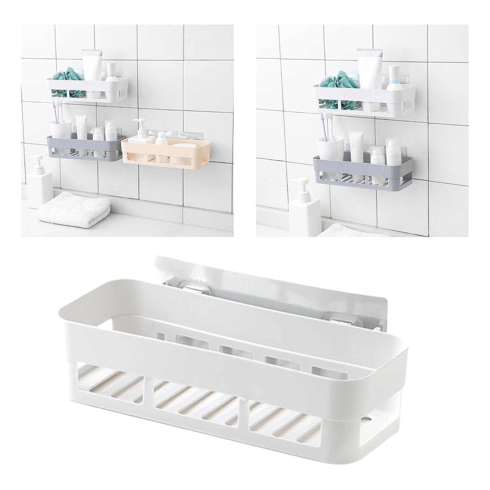Plastic Bathroom Caddy Shower Storage Rack Kitchen Wall Shelf White