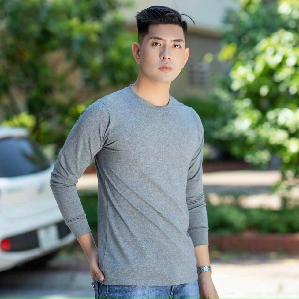 Áo thun nam dài tay cổ tròn mặc thu đông, giữ nhiệt, chất cotton co giãn, dáng ôm, nhiều màu lựa chọn, không bai xù, giặt được máy giặt