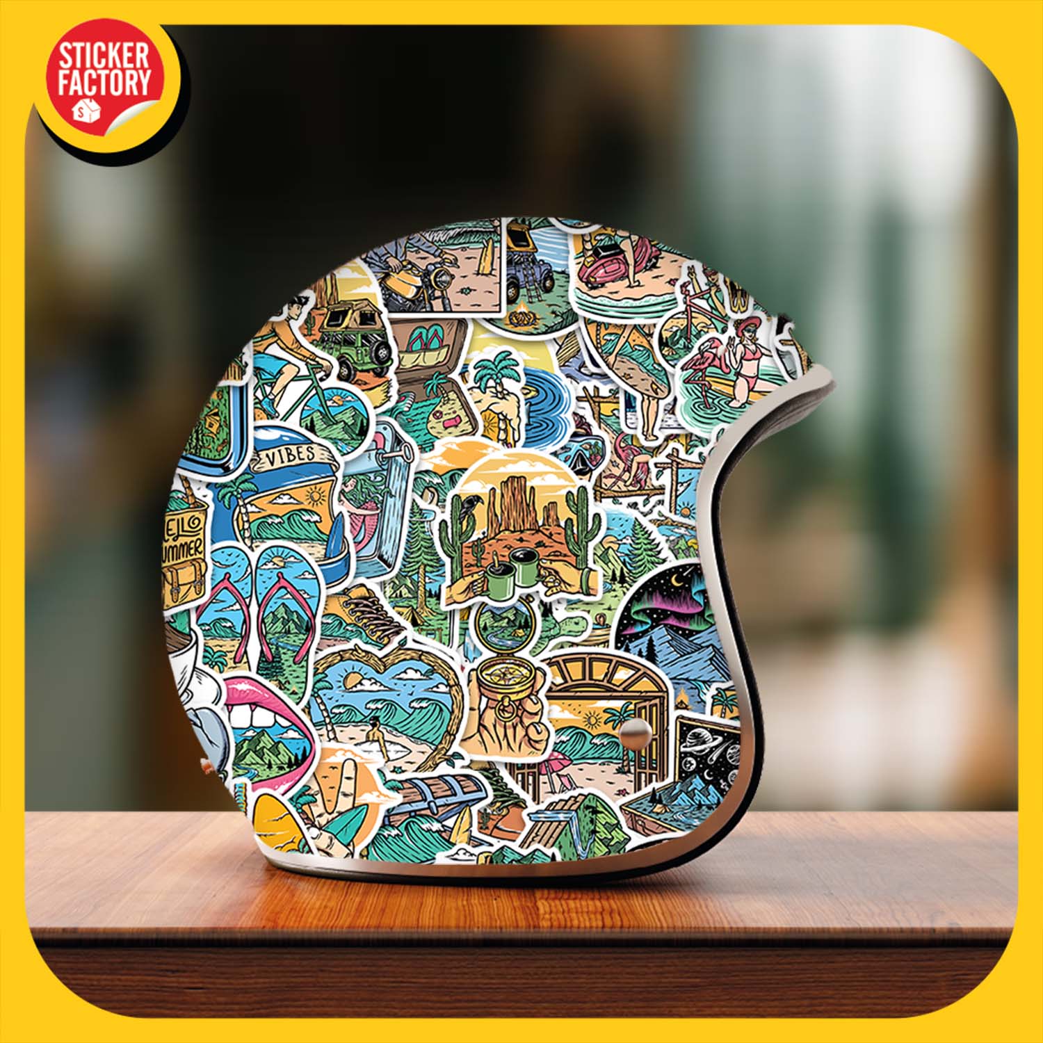 Outdoor Travel - Set 100 sticker decal hình dán dễ thương - STICKER FACTORY
