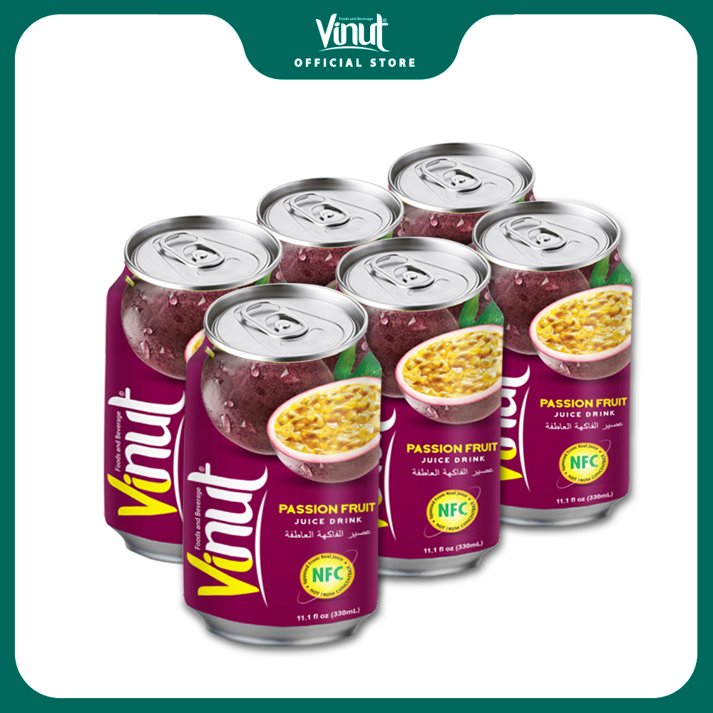 6 Lon Nước ép chanh dây Vinut 330ml