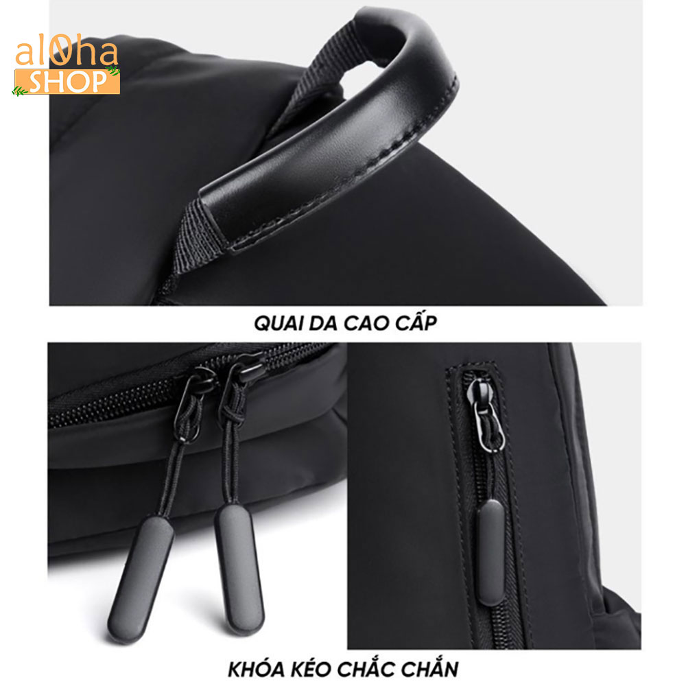 Túi đeo chéo vải Polyester Basic chống nước, tích hợp dây sạc USB unisex nam nữ - al0ha Shop