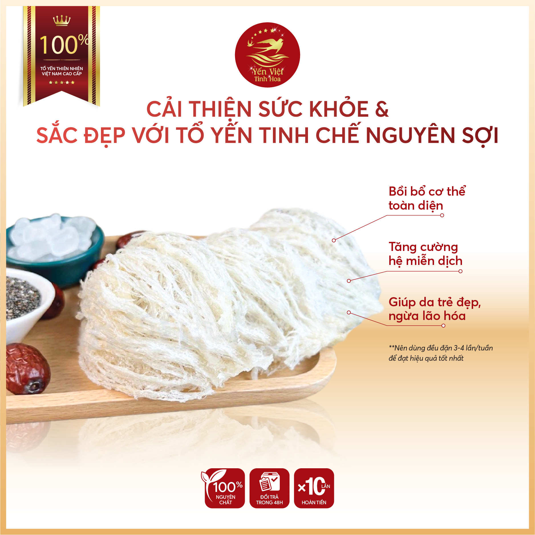 Tổ yến Tinh chế sợi 50 gram Yến Việt Tinh Hoa - Hàng chính hãng