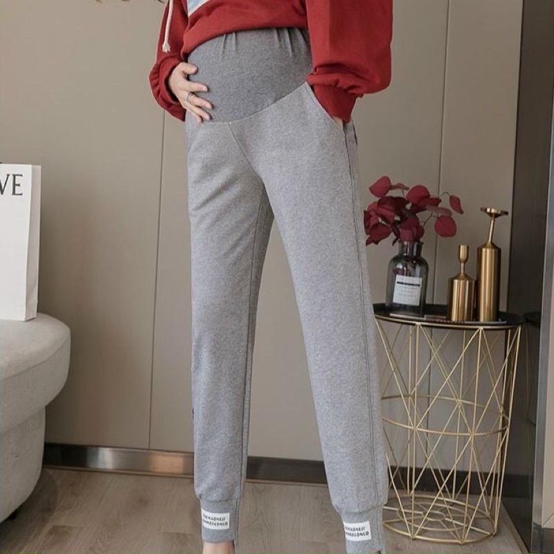 Quần dài bầu thể thao thu đông nỉ da cá bo gấu jogger đẹp thời trang giá rẻ QB09