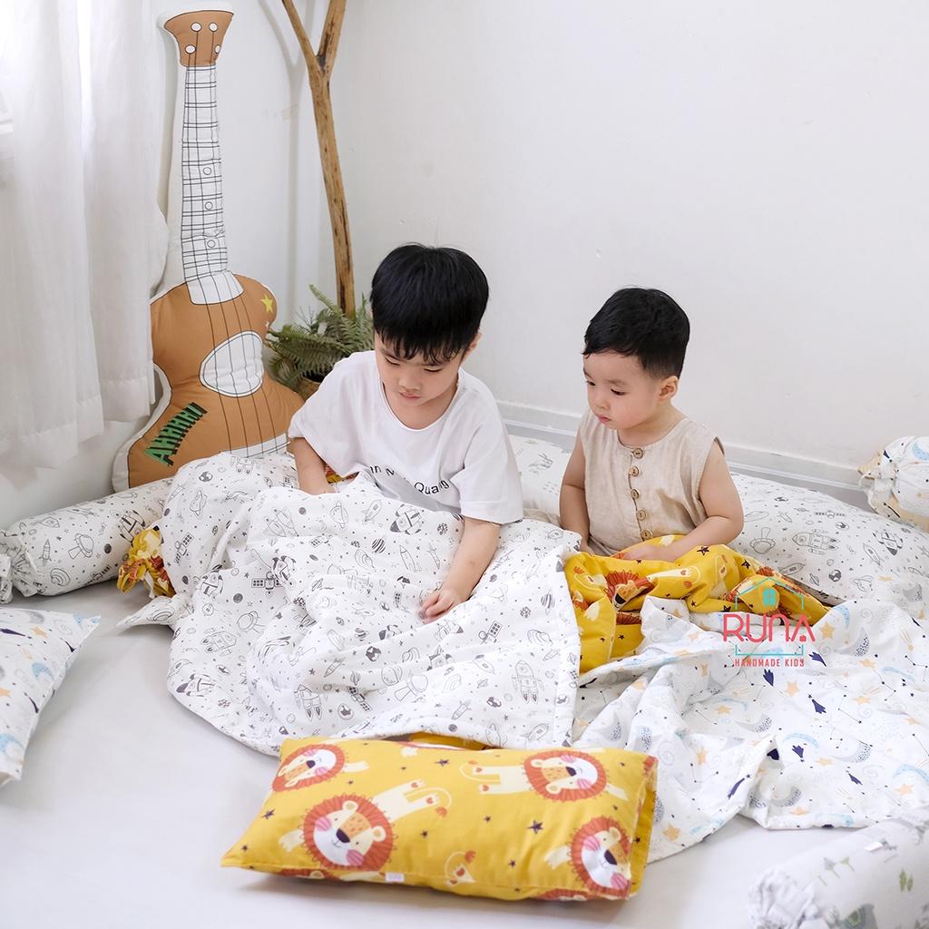 Bộ chăn gối đi học cho bé Mẫu Giáo Runa Kids chất liệu cotton Hàn 100% cao cấp thoáng mát an toàn cho làn da của bé