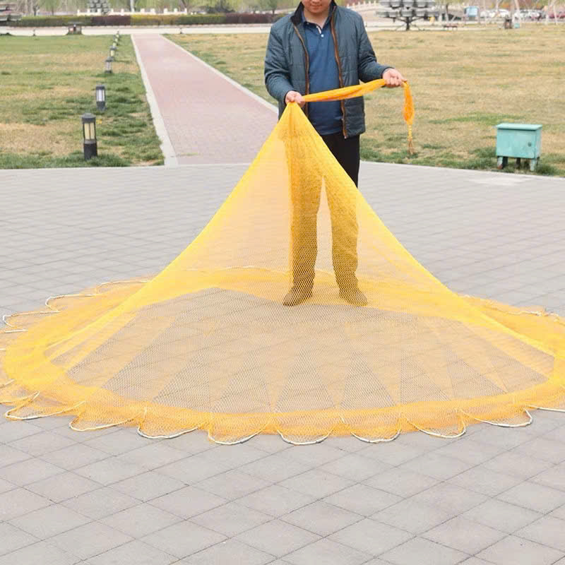 Chài Dù Vàng Mắt 2cm - Chài Bắt Cá Mắt Mau Chân Chì, Chân Xích Sợi Dù Thái Lan Siêu Bền