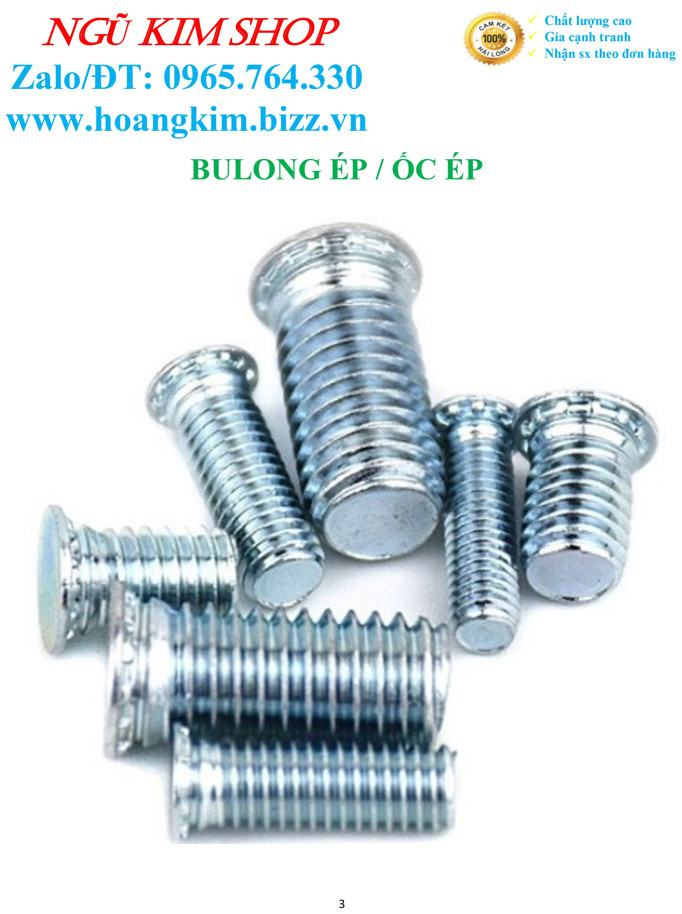 BULONG TỰ GIỮ _ BULONG ÉP _ ỐC ÉP M3, M4, M5, M6, M8