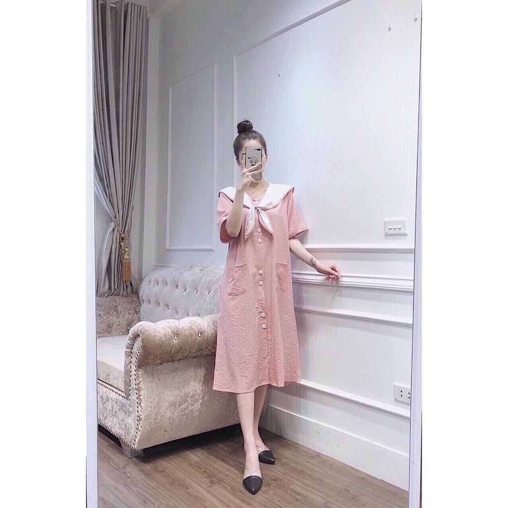 Váy bầumặc đi làm đi chơi đều đượcchất lụa Hàn mịn mềm mát, thấm hút mồ hôiFree size 43~68kg