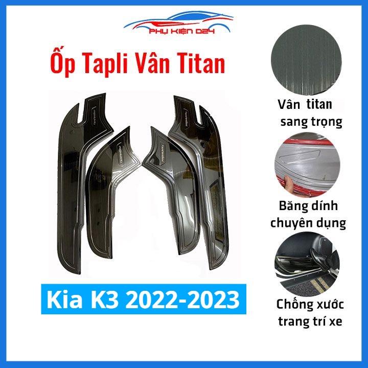 Bộ ốp tapli Kia K3 2022-2023 vân titan chống xước va đập khi mở cửa và làm đẹp xe