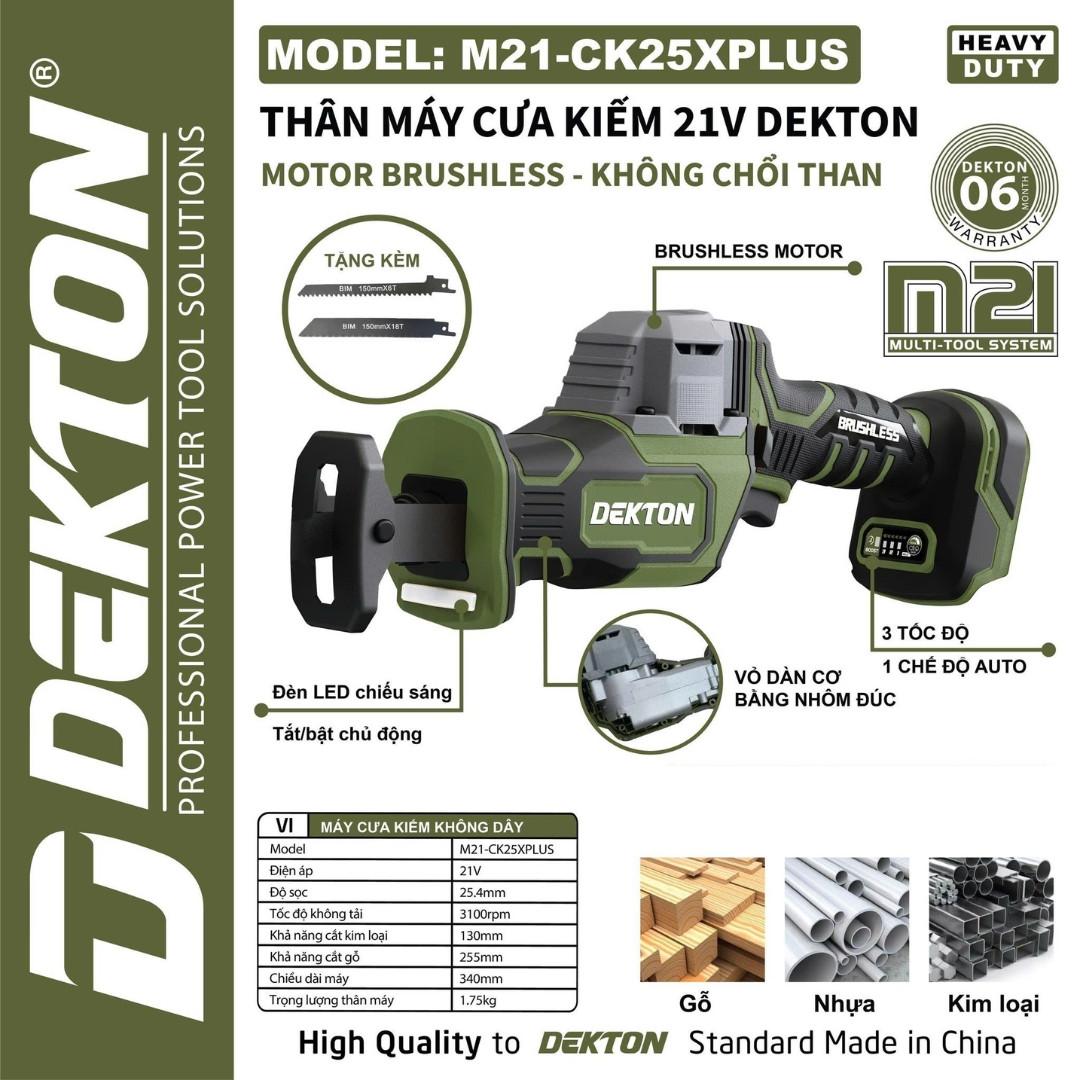 THÂN MÁY CƯA KIẾM PIN 21V BRUSHLESS MÀU OLIVE HÀNH TRÌNH 25.4MM M21-CK25XPLUS DEKTON - HÀNG CHÍNH HÃNG