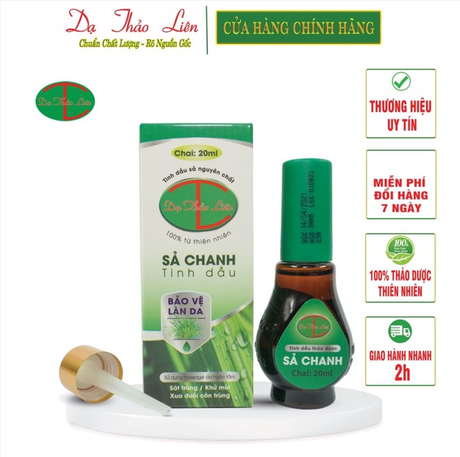 Tinh dầu Sả Chanh Dạ Thảo Liên 20ml - 100% Thảo Dược Thiên Nhiên