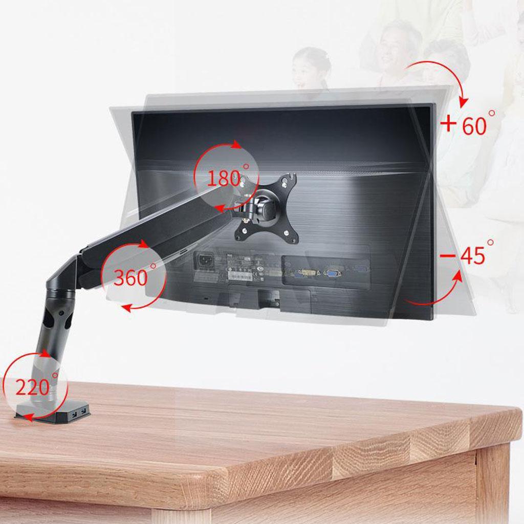 Single LCD Monitor Desk Mount Stand Fully Adjustable for 1 Screen 17 inch to 27 inch, Black