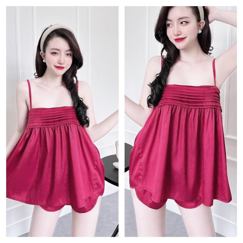 Đồ Bộ Nữ, Bộ Đùi Mặc Nhà Nữ lụa gấm xước, kiểu dáng trẻ trung, Freesize 40-58kg, tùy chiều cao