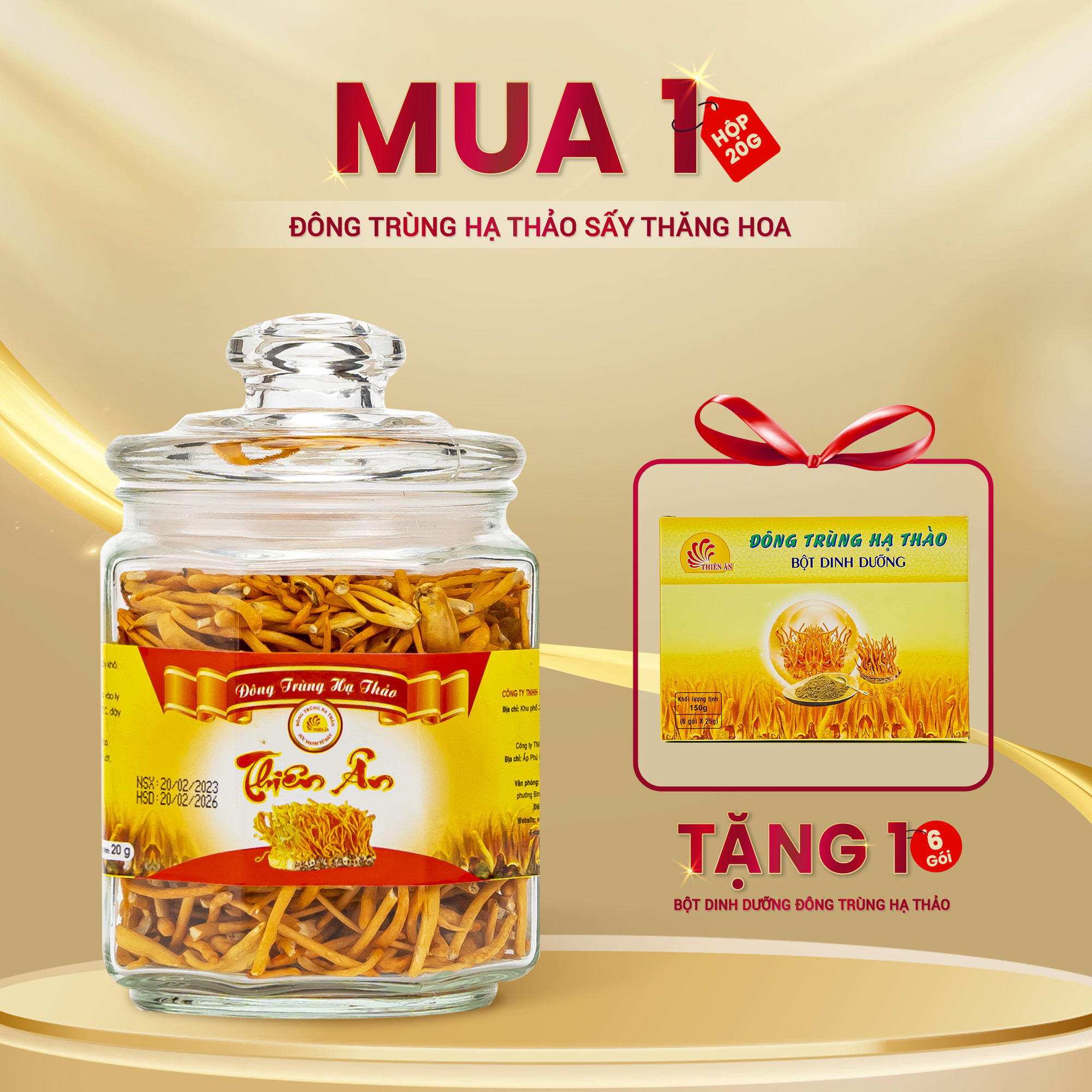 Đông Trùng Hạ Thảo Sấy Thăng Hoa Thiên Ân - Hũ 20g