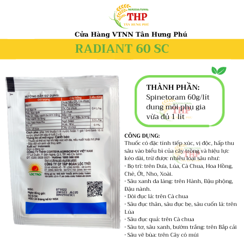 Chế phẩm Radiant 60SC | Chuyên diệt trừ bọ trĩ, các loại sâu xanh, sâu tơ | Gói 15ml