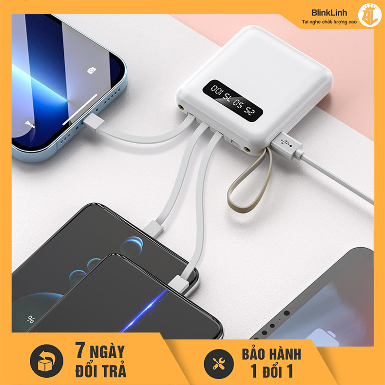 Pin Sạc Dự Phòng Vuông dễ thương Mini Power Bank 20000mAh phiên bản mới dung tích lớn chất lượng, cục pin dự phòng tích hợp nhiều cổng tiện lợi, Micro USB, Type C, USB Type-C, USB 3.0, Sạc nhanh, 10001-20000mAh