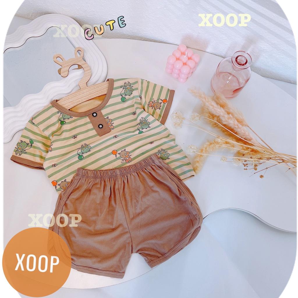 Bộ  cộc tay cổ trụ  chất thun lạnh in họa tiết mặt cười cho bé  BC2