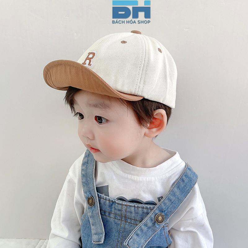 Mũ nón lưỡi trai cho bé từ 2 tháng đến 2 tuổi, phong cách thời trang, họa tiết chữ cái (Mũ R)