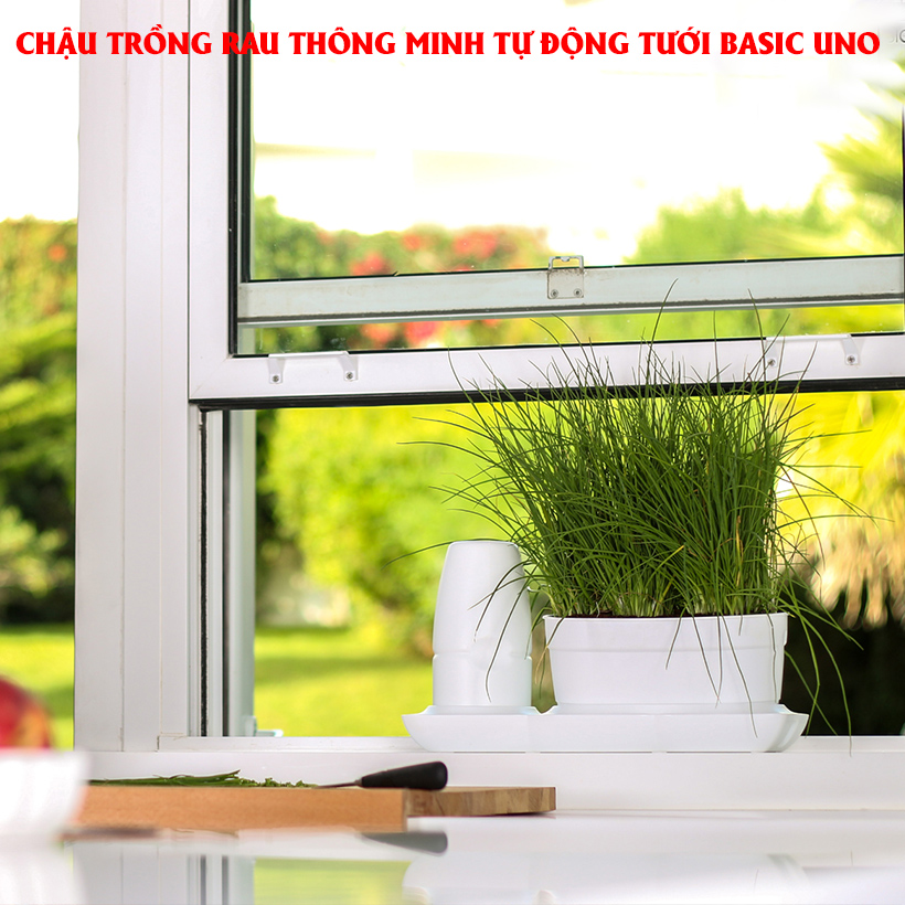 CHẬU TRỒNG RAU THÔNG MINH TỰ ĐỘNG TƯỚI BASIC UNO, TƯỚI NƯỚC TỰ ĐỘNG TRONG 2 THÁNG, SỬ DỤNG 10 NĂM