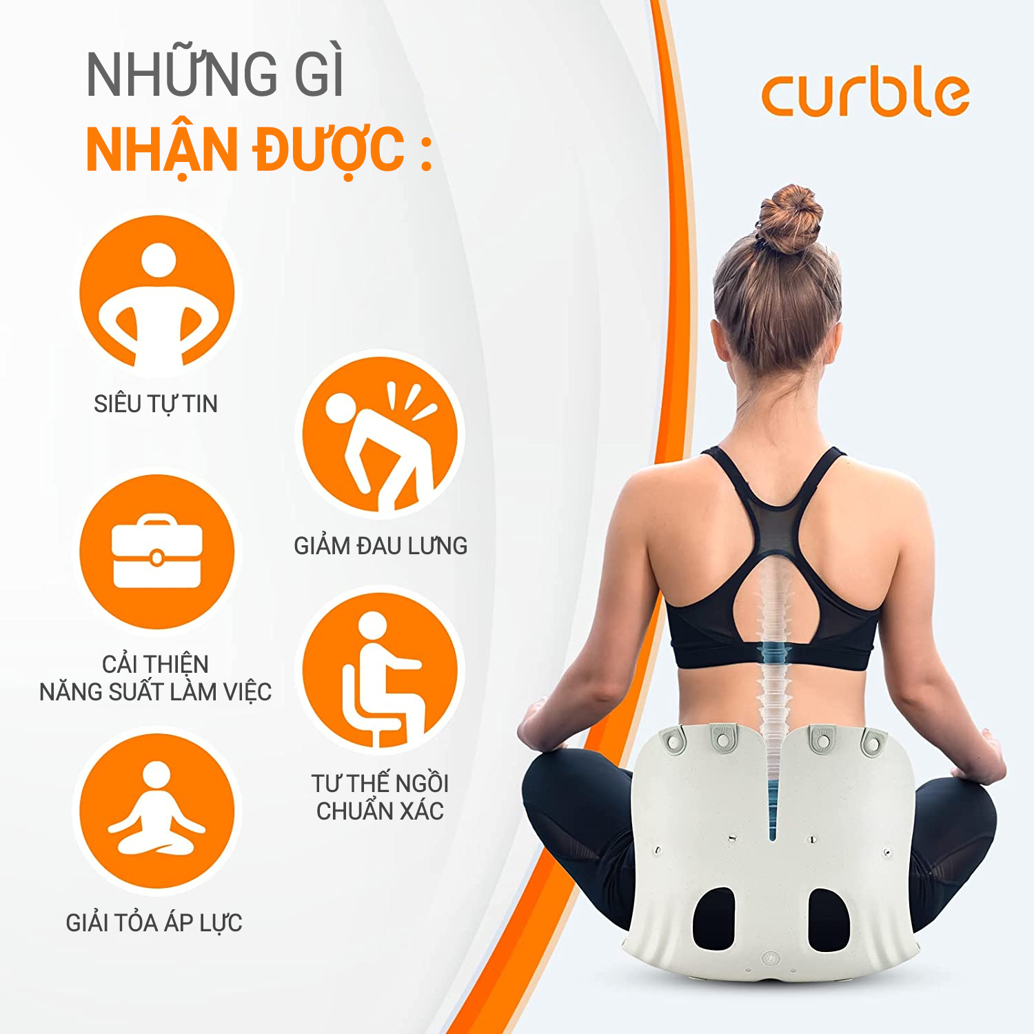 [Hàng chính hãng Curble Ablue] Combo 2 Ghế chỉnh dáng ngồi đúng, chống gù Curble Grand - Premium Model. Phù hợp mọi đối tượng cân nặng từ 65kg (Nam, Nữ) - Made in Korea. 3 màu tuỳ chọn