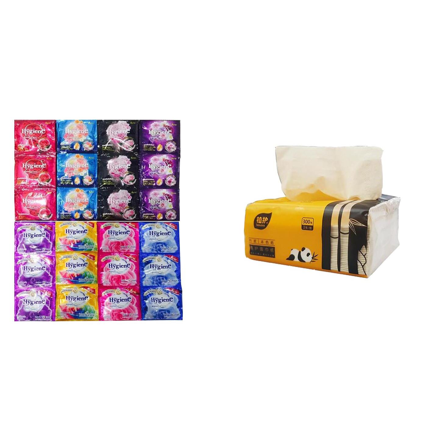 Thùng 30 Gói Giấy Ăn Gấu Trúc Panda Gói 300 Tờ Siêu Dai Hàng Đẹp Hai Cây Tre - Tặng 6 Gói Xả Thái Dây Loại 12 Gói Màu Ngẫu Nhiên - Hàng Loại 1