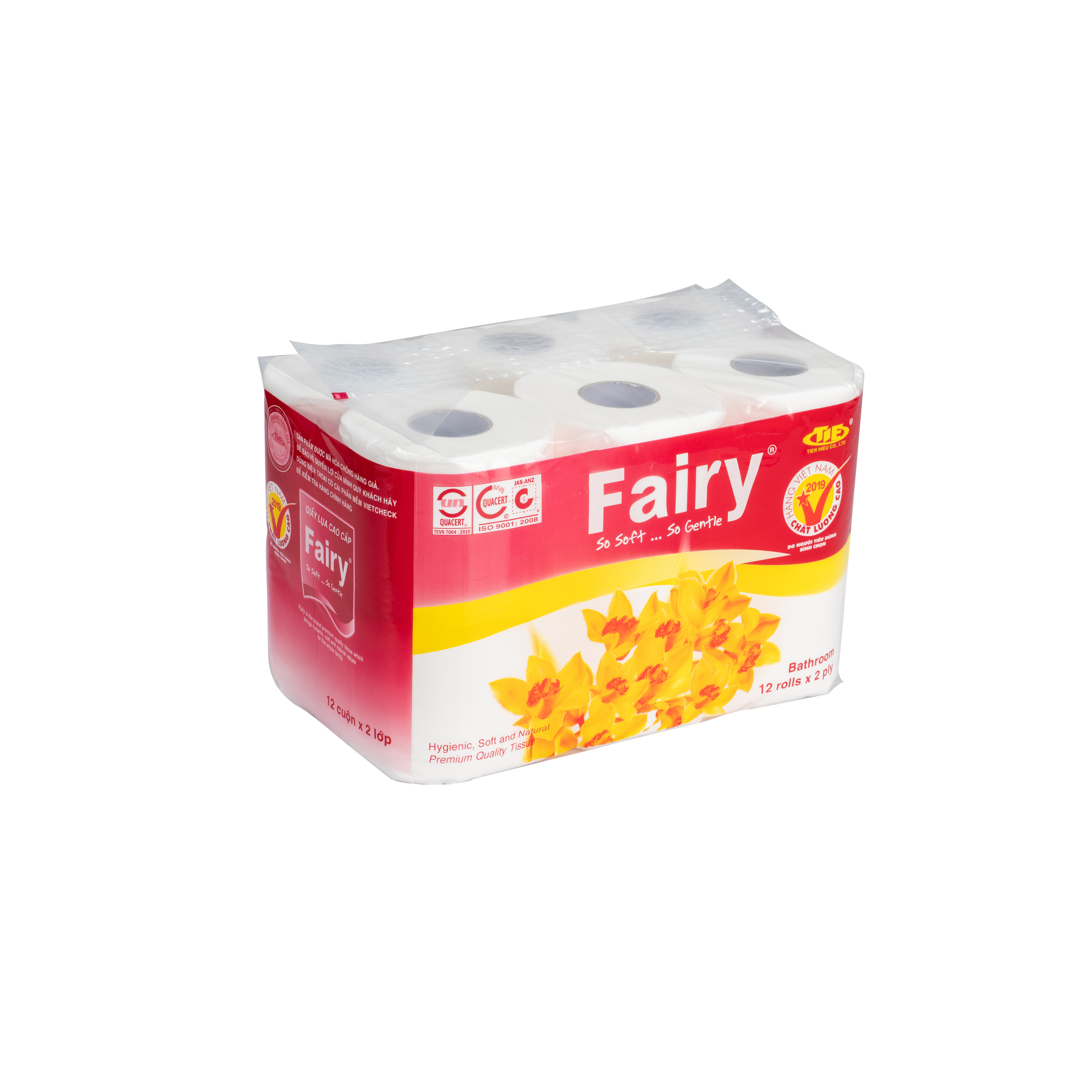 Combo 2 lốc Giấy Vệ Sinh Fairy 12 cuộn đỏ có lõi