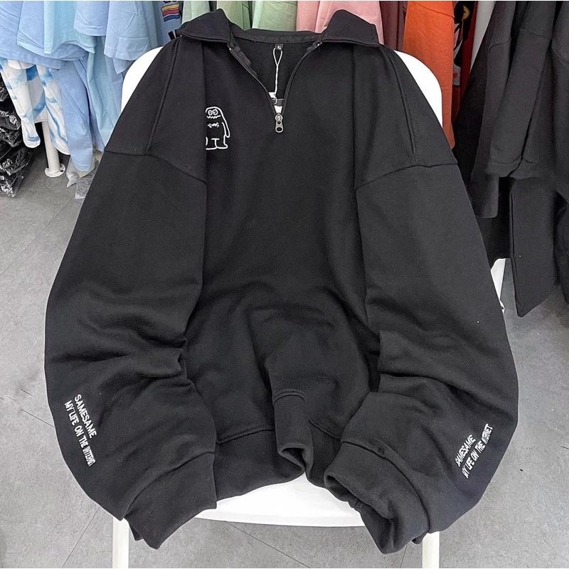 áo sweater SAMES màu đen unisex ảnh thật SSSTore ( nam nữ mặc đều được