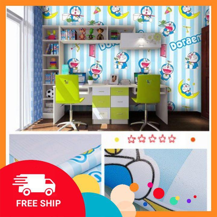 Giấy dán tường FREE SHIPTranh dán tường hình Doreamon siêu ngộ nghĩnh