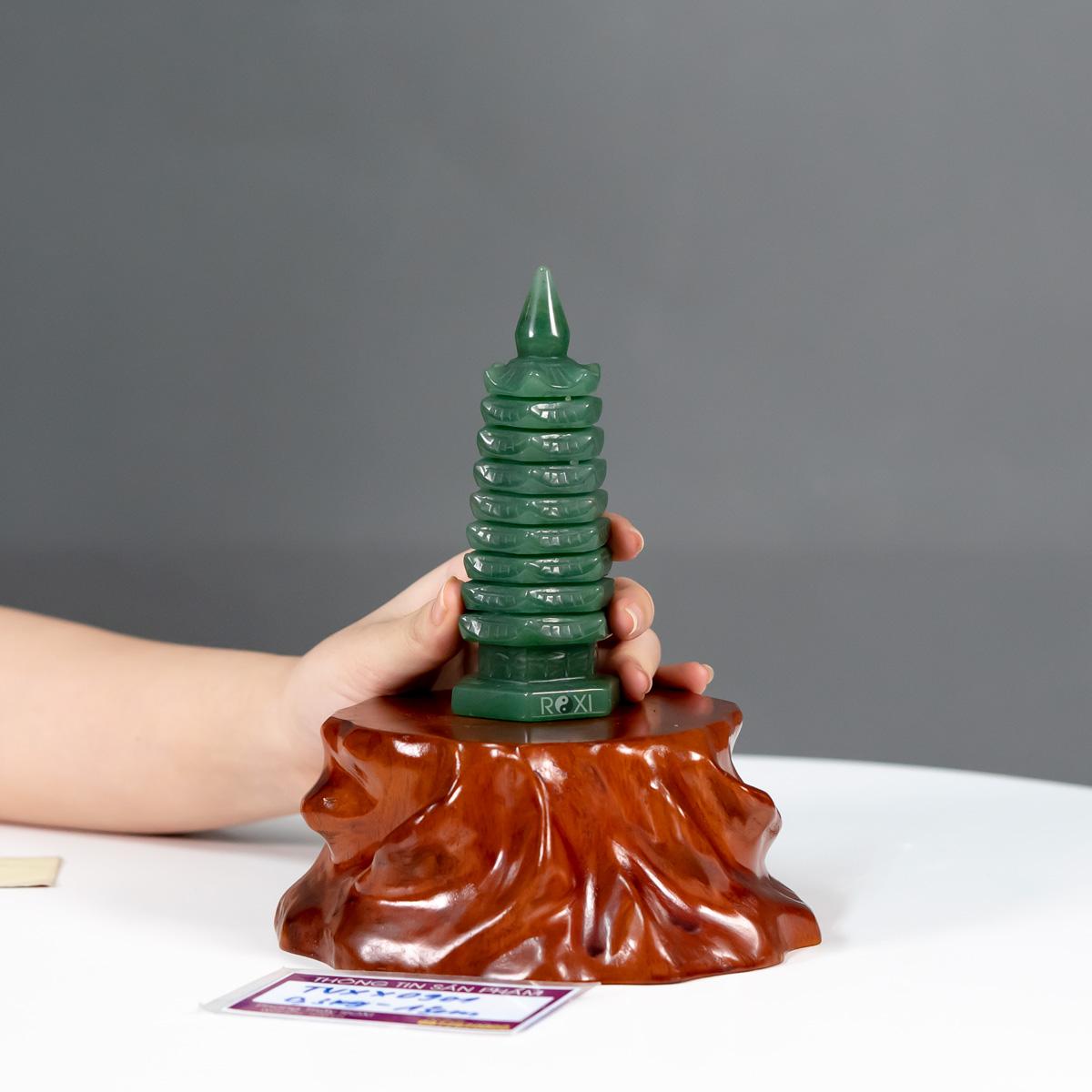 Tháp văn xương thạch anh xanh 0,3kg - 13cm