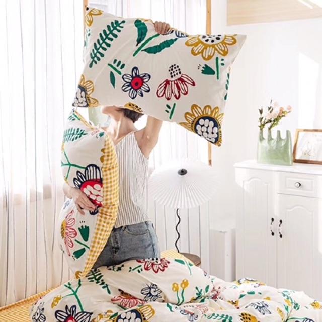 Set Cotton Living Hàng Nhập Khẩu Cao Cấp 4 Món Trong BST hello Summer Mẫu Hoa Vàng