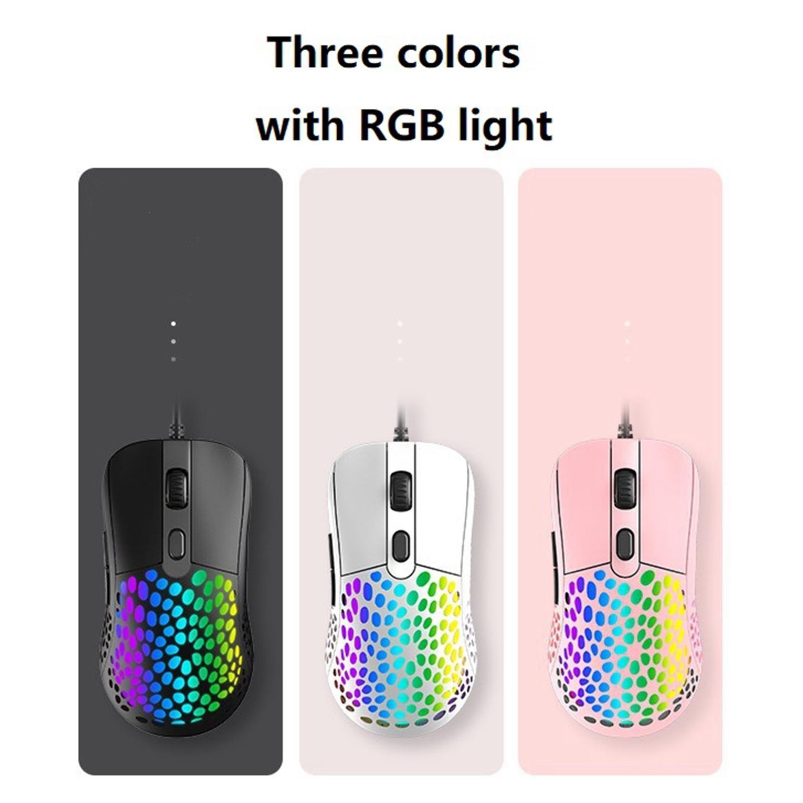Ultralight RGB Gaming Mouse Wired Hollow-Out Design, 6400 DPI High-Precision Optical Sensor