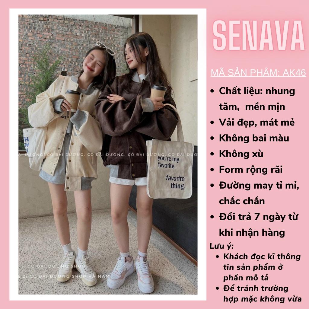 Áo khoác bomber Unisex Nhung Tăm Thêu LASVEGAS Chống Nắng Form Rộng 2 Lớp SENAVA - ĐEN - FREESIZE DƯỚI 65KG