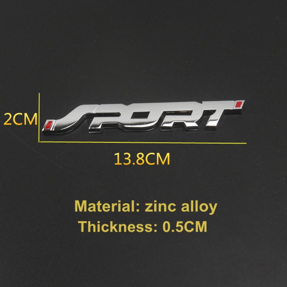 Miếng Dán Logo Chữ Sport 3D Bằng Kim Loại Màu Đen Trang Trí Xe Hơi/ Thùng Xe Hơi